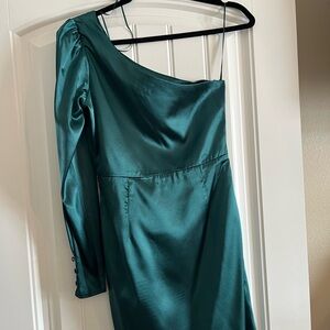 These Three Boutique- Elegant Teal One-Shoulder Dress